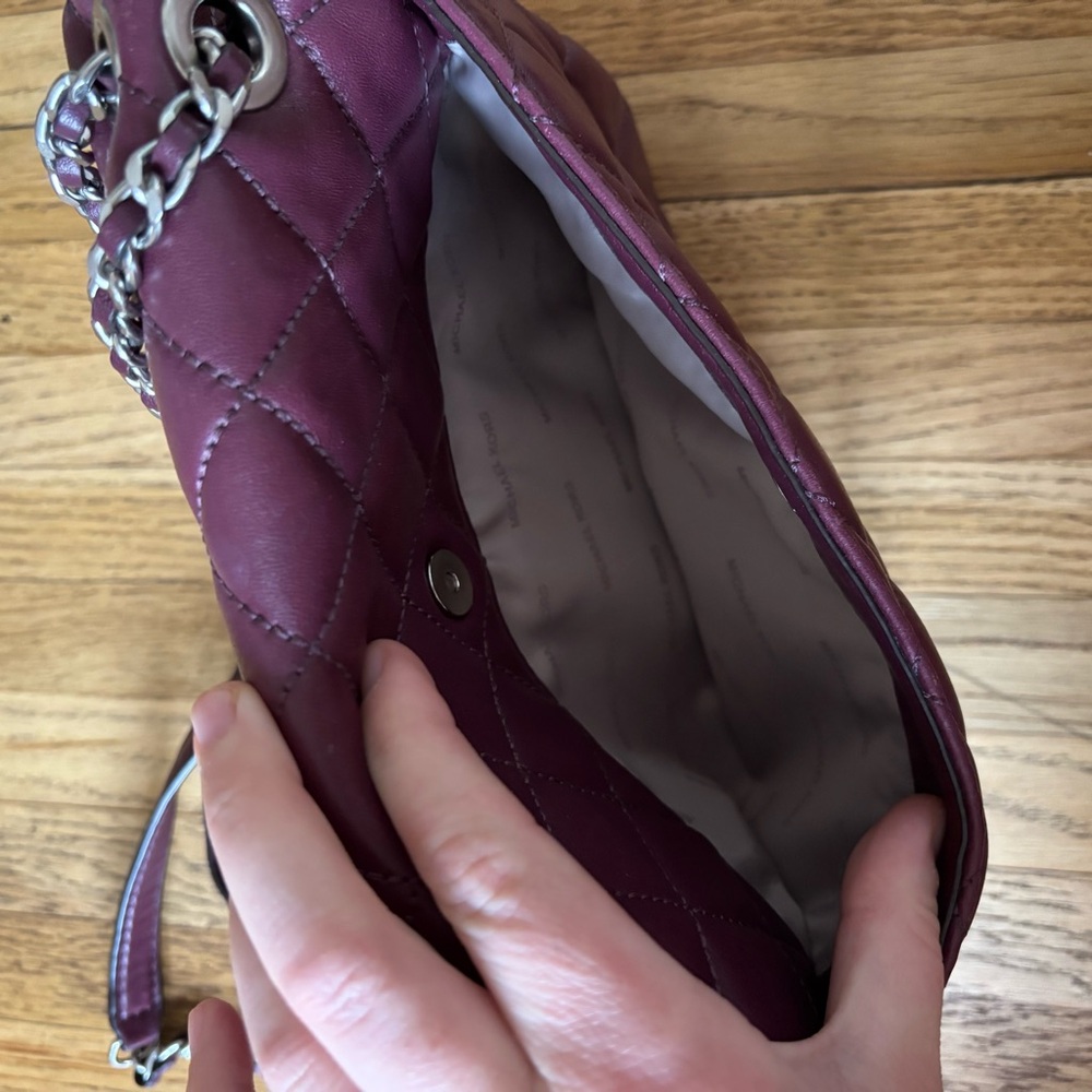 Michael Kors Sloane Quilted Shoulder Bag in Plum - Picture 10 of 12